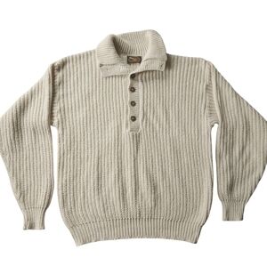 Vintage Alps Cream Chunky Cotton Button Sweater Sz L